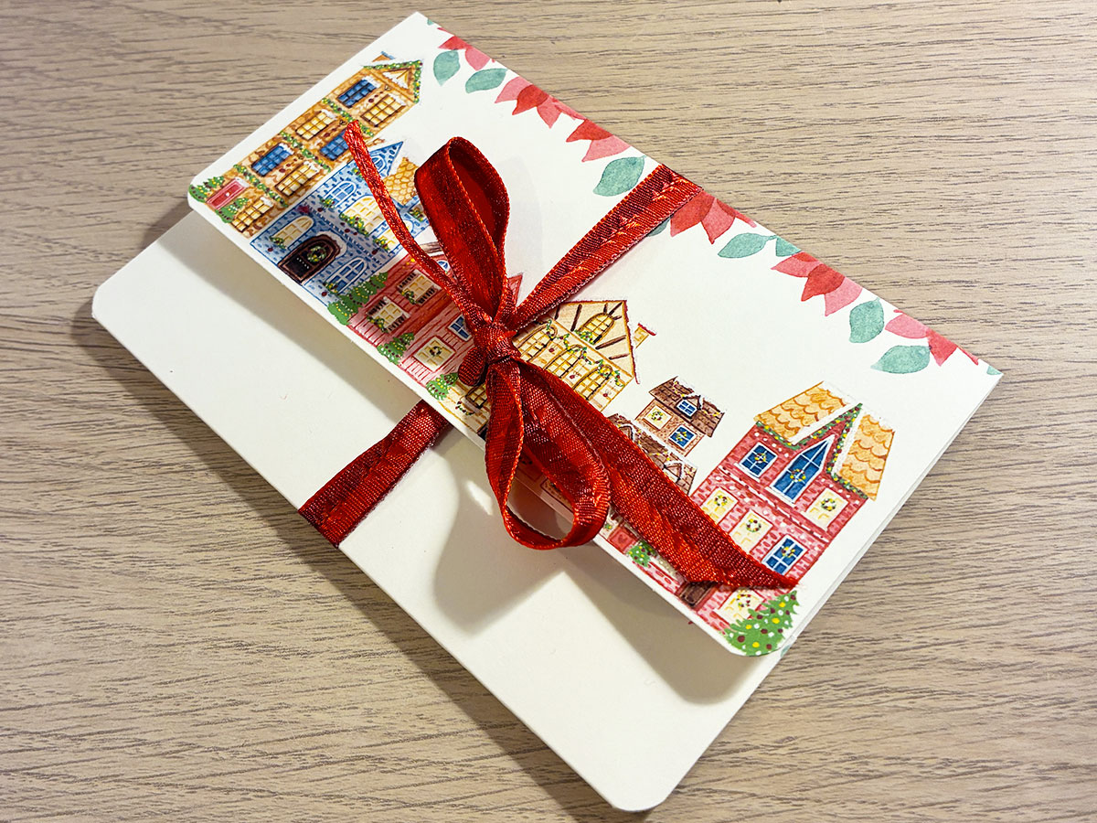 Pochette cadeau Village de Noël