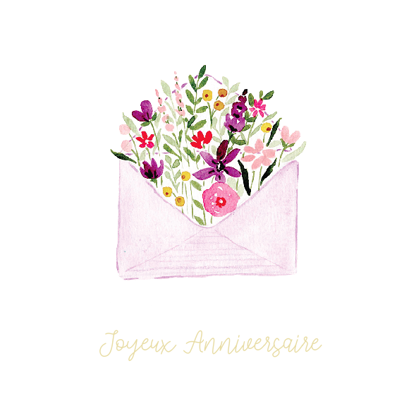 Carte Enveloppe fleurie Anniversaire