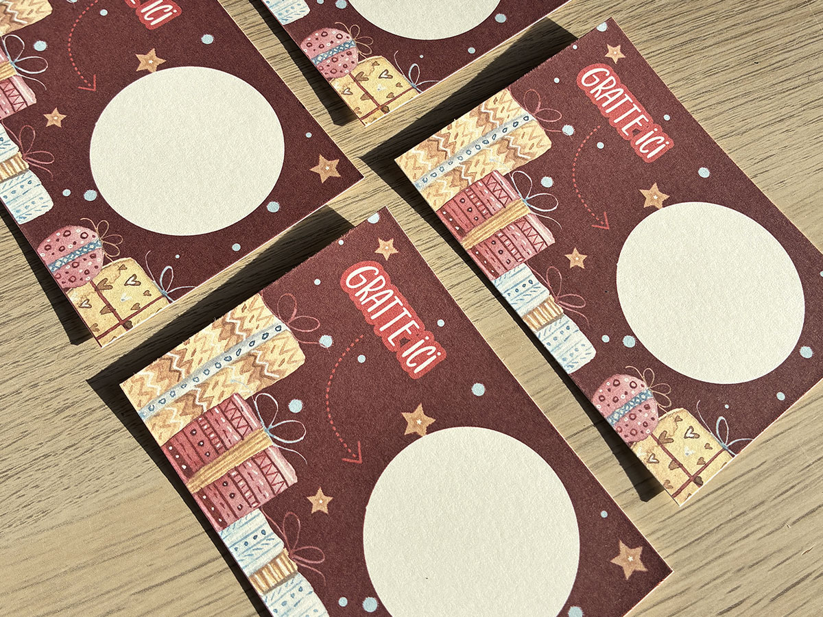 4 Mini Cartes à Gratter Noël bordeaux – Image 3