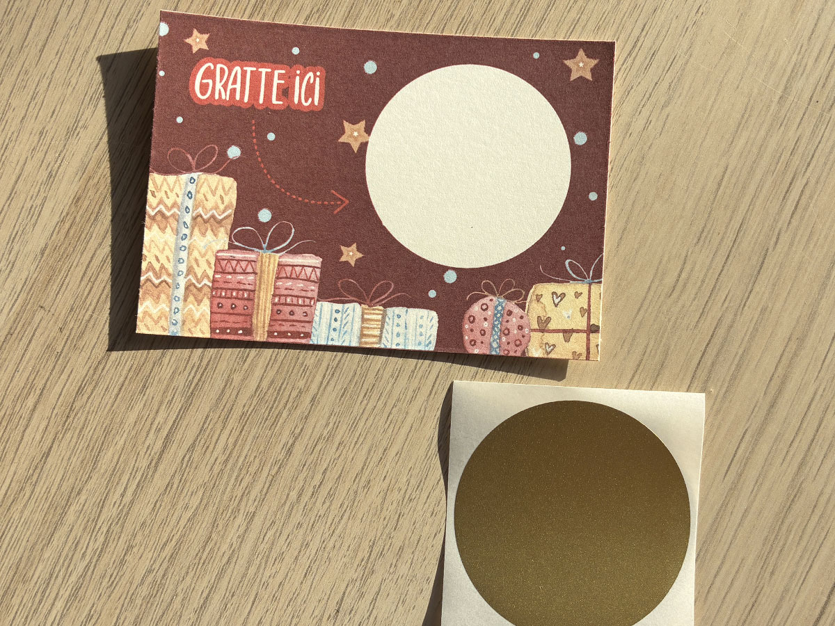 4 Mini Cartes à Gratter Noël bordeaux – Image 2